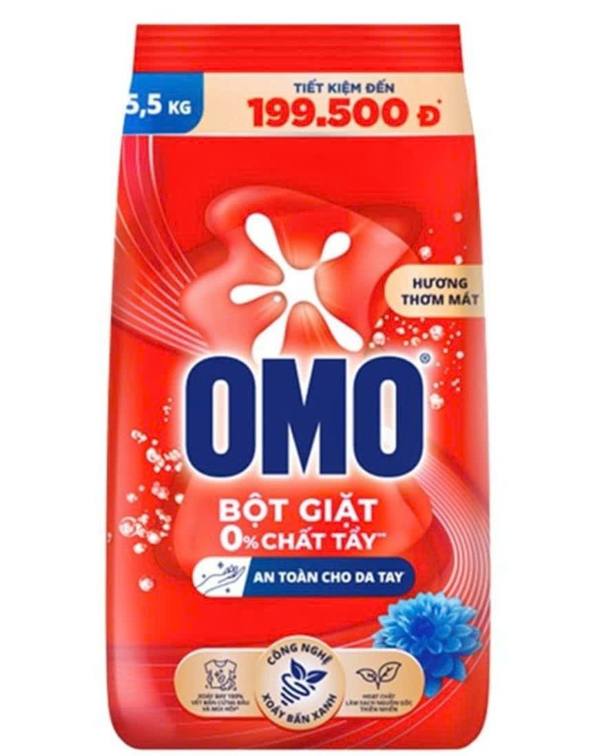 Home bột giặt omo đỏ không chất tẩy gói 5,5 kg